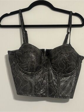 Say What? Women's Black Snakeskin Bustier Crop Top